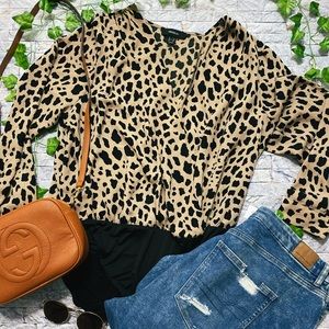 Forever 21 Plus Low Cut Animal Print Body Suit